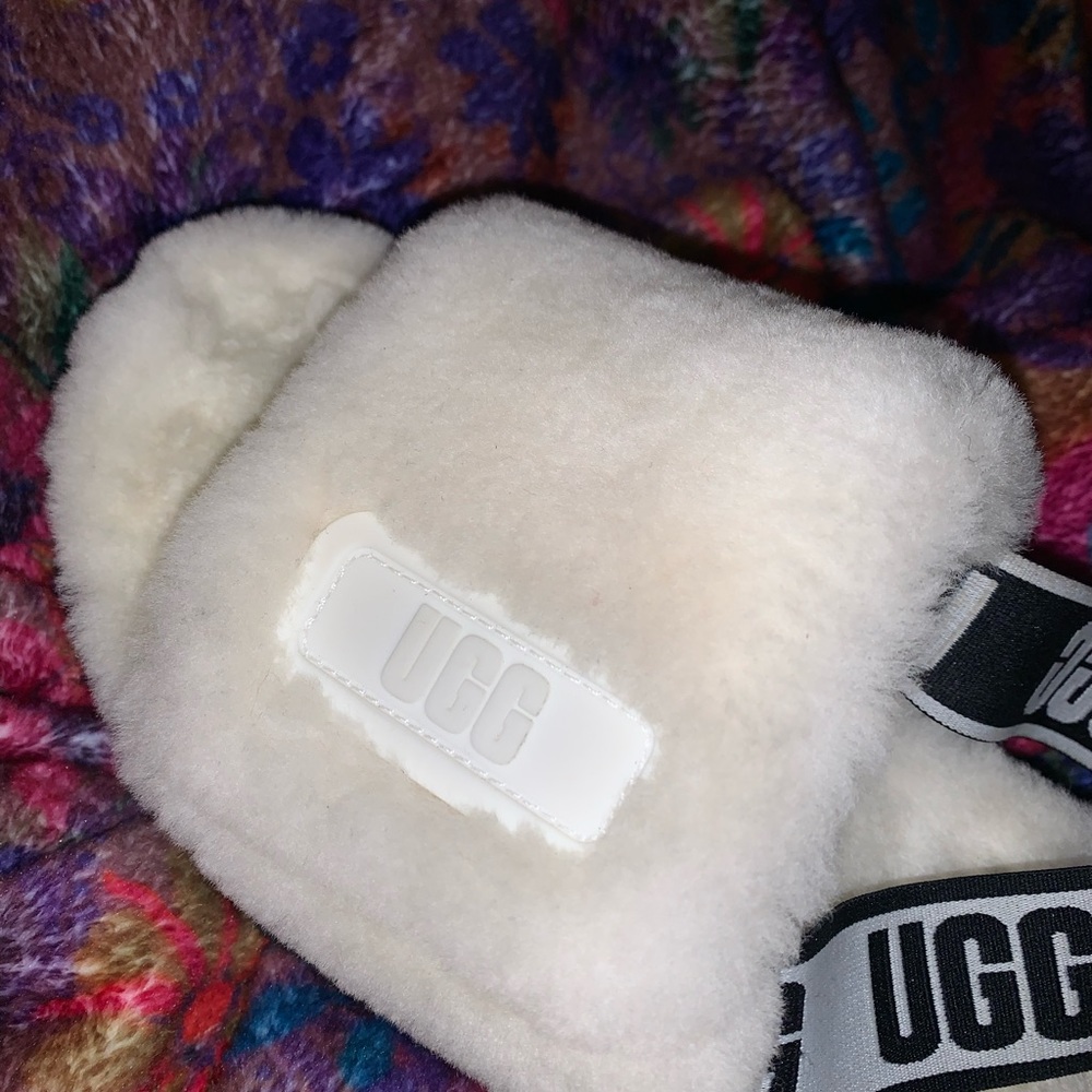Ugg Fluff Slides Sling Back 8 White Cream - image 6